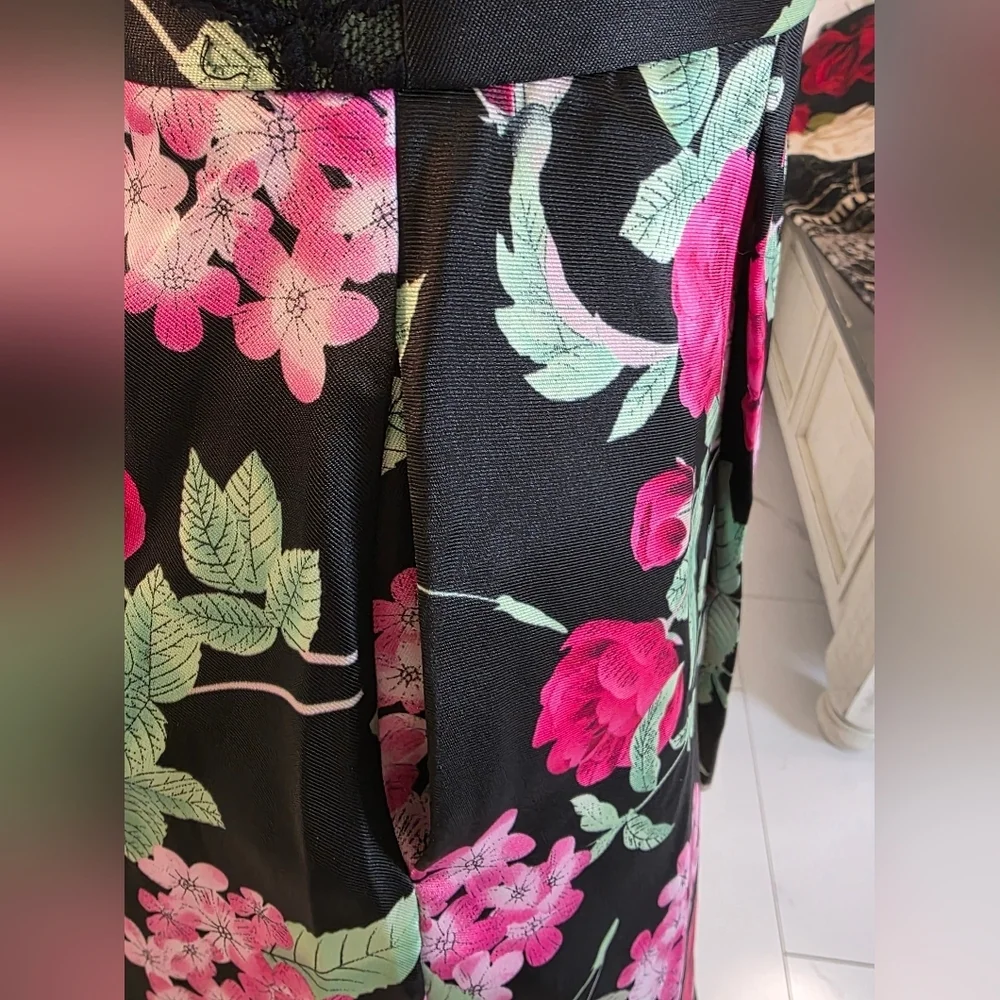 B. Smart Black Strapless Floral Dress with Pink & Green Print - Picture 3 of 6